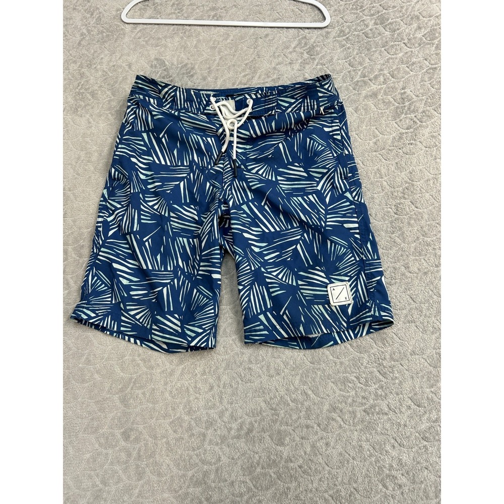 American Eagle Mens Board Shorts Blue Green Abstract Palm Leaf Swim Trunks Small